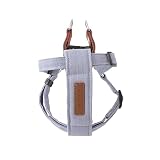 monchéri モンシェリ [レザー×リネンハーネス] 犬 ハーネス 小型犬 (S/ブルー) サイズ調節可能 ワンタッチ 着脱簡単 犬用 お散歩 お出かけ