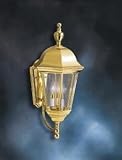 Kichler Lighting 9489PB LifeBrite 3-Light Outdoor Wall Mount Lantern, Polished Brass with Clear Beve