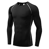 [Barifall] コンプレッションウェア メンズ 長袖 アンダーシャツ パワーストレッチ スポーツインナー [吸汗 速乾 通気 ] 323-bk*gy-L