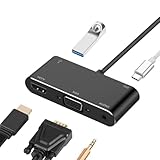 USB Type-C ハブ 5in1 4K USB3.0 ミラーリング HDMI VGA 個別のモニター PD充電 スマホゲーム 拡張 変換 黒 軽量