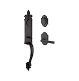 Baldwin DCCOTXTAPLRAR481 Reserve Double Cylinder Handleset Cottonwood x Taper with Rustic Arch Rose,