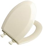 メイフェア144ec 346デザイナーシリーズ木製Toilet Seat with easy-cleanヒンジ、Elongated、ビスケット/リネン