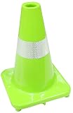 HAWK 12 Inch Neon Green Safety Cone With 2 Inch White Fluorescent Strip by Hawk