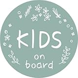 SignStore パステルカラーの円形Kids on Boardステッカー 直径12.5cm おしゃれ オリジナル シール ステッカー 車 日本製 防水仕様 car_natural_02_Kids (ブルー)