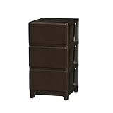 チェスト 3段 スリム プラスチック 鏡面仕上げ /ダークブラウン