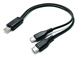 Access E Direct 【 20cm 】 タイプC 二股ケーブル, Type C オス to 2 マイクロUSB オス Y字2分岐ケーブル, 多機能2 in 1 Yスプリッタケーブル + マイクロファイバークロス付き USB61-2M
