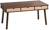 弁天インテリア カフェスタイル センターテーブル 両方から引き出せる引出付き 木目調 ブラウン