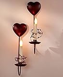 プリミティブ国ホームコレクション – Heartsのセット2 LED Candle壁掛け燭台