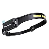 Tebool ヘッドライト Type-C充電式 大容量1200mAh 高輝度 LED 600ルーメン 手振りセンサー機能付き 4種点灯モード