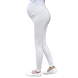 レギンス マタニティ 妊娠中 マタニティパンツ ズボン レディース スリム 調整可能 春夏秋 (XL, ホワイト)