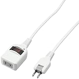 【3m / ノイズフィルター/ブレーカー付】 YAZAWA 雷ガード 節電タップ 1個口 ホワイト 集中スイッチ 安全シャッター 絶縁カバー 延長コード 白