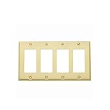 Baldwin 4742.030.CD Classic Square Beveled Edge Quad GFCI Switch Plate, Polished Brass - Lacquered [