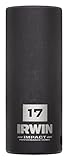 IRWIN Tools 1877490 Impact Performance Series 6-Point Deep Well Socket Bit, 17mm, 3/8-Inch Square Dr