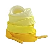 [Elerevyo] 靴紐 靴ひも 平型 平ひも シューレース おしゃれ カラフル 1足 イエロー 140cm