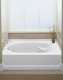 アンサンブル46 " x 42 " Whirlpool浴槽排水位置:左、仕上げ：アーモンド