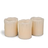 Gerson 3-Piece Wavy Drip Edge Wax LED Candle Set, 4-Inch by Gerson