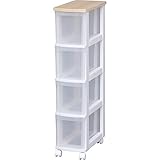 アイリスオーヤマ キッチンチェスト 木天板 幅21.2×奥行42.1×高さ94.5 ホワイト/ペアー KC-040V