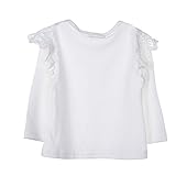 PER ベビー服　Ｔシャツ　女の子　ガールズ　キッズ　子供服　綿　レース付き　ピンク　白　柔らかい　長袖　快適 (L, ホワイト)