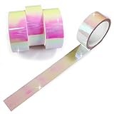 オーロラテープ【ホワイト】粘着あり OPPテープ ホログラム デコレーション ラッピング用に【約15mm×5m】4巻 きらきらぷんぷん丸 HG-013