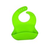 Xmowesはビブや食品キャッチャーポケットを供給するクリーンなシリコーン赤ちゃんを維持しやすい防水快適な柔らかいシリコーン防水赤ちゃんのよだれかけを、ビブス (緑)