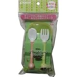 自分で楽しく食べられるスプーンとフォークのセット！手首がまだ上手に使えない赤ちゃんが食べ物をすくいやすく、食べやすい角度！【5個セット】