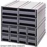 Quantum QIC-8143IV Interlocking Gray Storage Cabinet with 12 Ivory Drawers, 11.38-Inch by 11-3/4-Inc