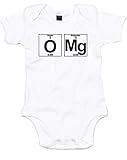 (OMG化学記号) OMG Chemical Symbol, プリント　ベビースーツ - 白/黒 12-18 ヶ月