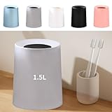 ゴミ箱 おしゃれ ゴミ袋が見えない 丸型 卓上 ビニール袋隠す 1.5L/8L/12L シンプル リビング キッチン 洗面所 オフィス ごみ箱 ごみばこ フタなし ルクレール 2重構造 フタなしゴミ箱 (グレー, 1.5L)