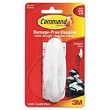 - - - - - - -一般的な目的フック、1フック、5lbキャップ、プラスチック、ホワイト、L & 2ストリップ/パック