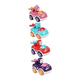 STOBOK 4個 慣性車 チョロｑ チョロq カー 動物 フィギュア トミカ セット 動物 フィギュイヒ プラスチック 子 車両