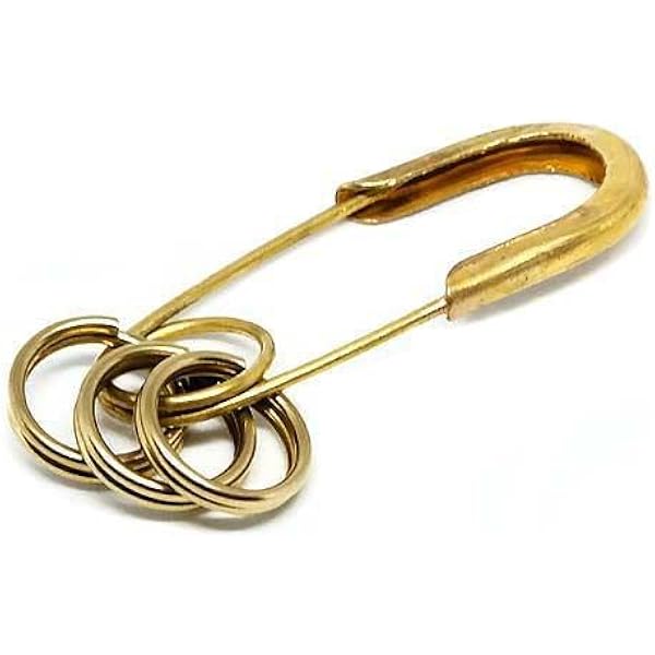 Amazon.co.jp: 真鍮 セーフティピン キーホルダー（ゴールド）ブラス