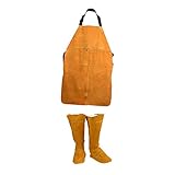 B Blesiya 2点セット　溶接用　保護スパッツ　牛革　作業エプロン　耐火性　火傷防止　