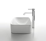Kraus C-KCV-122-1007SN White Rectangular Ceramic Sink and Ramus Faucet Satin Nickel [並行輸入品]