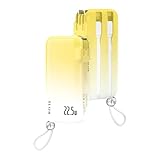 【2025新モデル＆新配色バージョン登場】モバイルバッテリー 10000mAh 大容量 3in1 コンセント一体型 折りたたみ式プラグ ACアダプター付 4台同時充電可能 PD 22.5W急速充電 2本ケーブル内蔵 デジタル残量表示 安全保護機能搭載 PSE認証 機内持ち込み可能 iPhone&Android対応（イエロー）