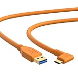 YAMCOWL USB-AからUSB-Cへのデータケーブル 5メートル L型 カメラ接続専用設計 5Gbpsの高速転送 金属メッキプラグ採用、耐久性に優れる オレンジ色 対応機種：キヤノンEOS R/R5/R6、ソニーA7M3/A7M4/R4、ニコンZ5/Z62/Z7など（5m）