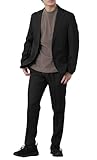 [NEVEREND] セットアップ メンズ カジュアル スーツ 秋 春 洗える テーラード ジャケット スラックス セット ストレッチ ウォッシャブル ブラック LL