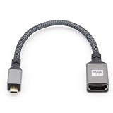 ViViSunハイスピードアルミニウムシェル3D/4K 1440p対応HDMI-MICROHDMIケーブル3D/4K 1440p対応 0.2m ナイロン編組 90° HDMI(メス)-micro(オス)延長ケーブル（0.2mグレー,ストレート)