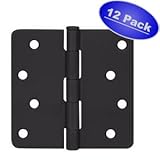 Cosmasフラットブラックドアヒンジ4 "インチx 4 "インチwith 1 / 4 "インチ半径コーナー – 12パック