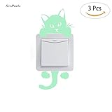 Wall Stickers 3Pcs Creative Wall Decorative Skin Sticker Glow in the Dark Light Switch Decor Removab