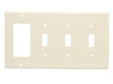 Leviton 80732-W 4-Gang 3-Toggle Decora/GFCI Device Combination Wallplate, Standard Size, Thermoplast
