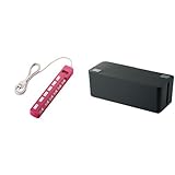 ELECOM 電源タップ color style 雷ガード 省エネ 個別スイッチ 6個口 2m ピンク T-PN04-2620PN + ELECOM ケーブル収納ボックス 6個口電源タップ収納 ブラッ