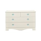 アルファタカバ 子供部屋に置きたいキッズチェスト ポップハート 幅100cm3段タイプ ホワイト(取っ手ブルー)