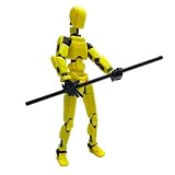 ルナリ ロボット フィギュア アクション プラモデル 3D モデル人形 多関節 全身 武器付 組立 ポーズ デッサン イエロー (イエロー)
