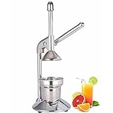 GiDoKe 果汁 絞り 器 スロー ジューサー 手動 ハンド ジューサー レモンしぼり器 家庭用 業務用 ステンレス レモン絞り 低温調理 (銀)