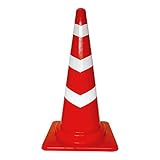 サンコー 三角コーン(パイロン/スコッチコーンL) 反射テープ付き レッド(赤)×白テープ巻 三甲