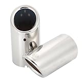 マフラーカッター/マフラー VW Golf/ゴルフ 5 6 7 variant/ヴァリアント ワゴン ND ロードスター Audi/アウディ New Beetle/ニュービートル 等 適合 鏡面仕上げ ステンレス 排水加工 差し込みタイプ 2本セット カスタム品 (ブルー)