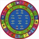 Joy Carpets Kid Essentials Language & Literacy Round Spanish LenguaLink Rug Multicolored 13'2 [並行輸入品