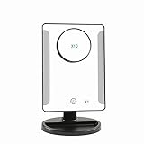 メイクアップミラーLED Lighted Vanityミラースポットミラー10 x拡大鏡、タッチセンサーTabletop Cosmetic Mirror with USB電源供給電池