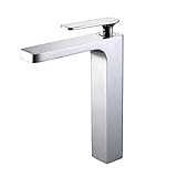 SR Sun Rise arf2061シングルハンドルウォーターフォール浴室洗面化粧台シンク水栓特大長方形噴出口付き、クロム