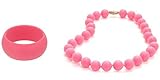 Chewbeads Teething Necklace and Bracelet Gift Set (Pink) [並行輸入品]